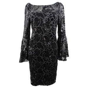 Calvin Klein NWT Beautiful BLACK Tie Formal Sheath Dress Sequined size 12